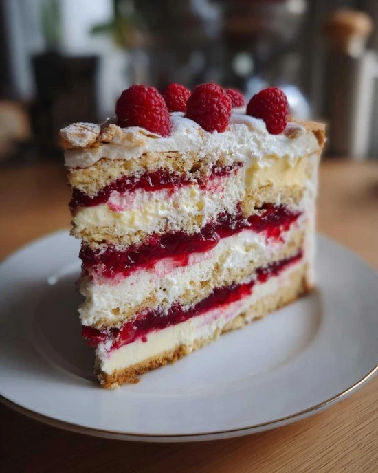 Торт Медовик Малиновый с ягодами от семейной кондитерской Kisura | Доставка по Москве