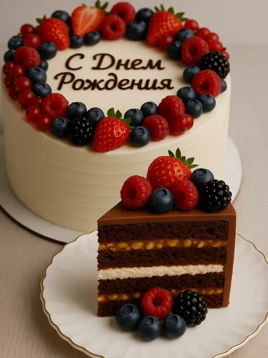 Торт на День Рождения с начинкой `Сникерс` - Kisura